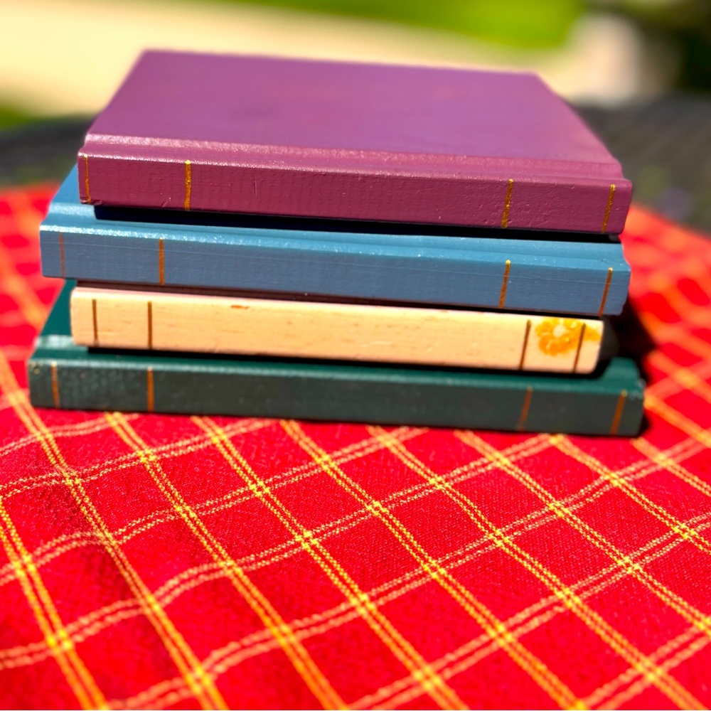 Faux books wooden set of 4.